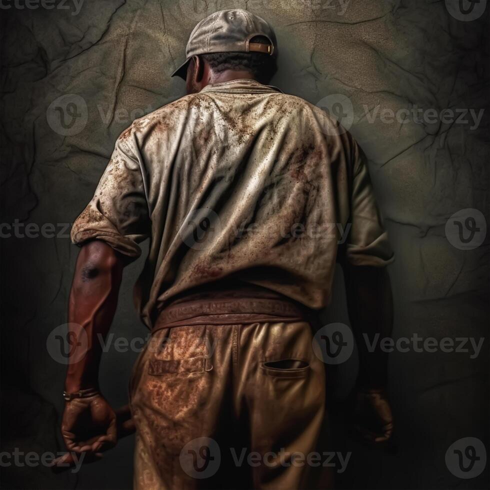 Back view of Labor portrait, Labor day concept, photo