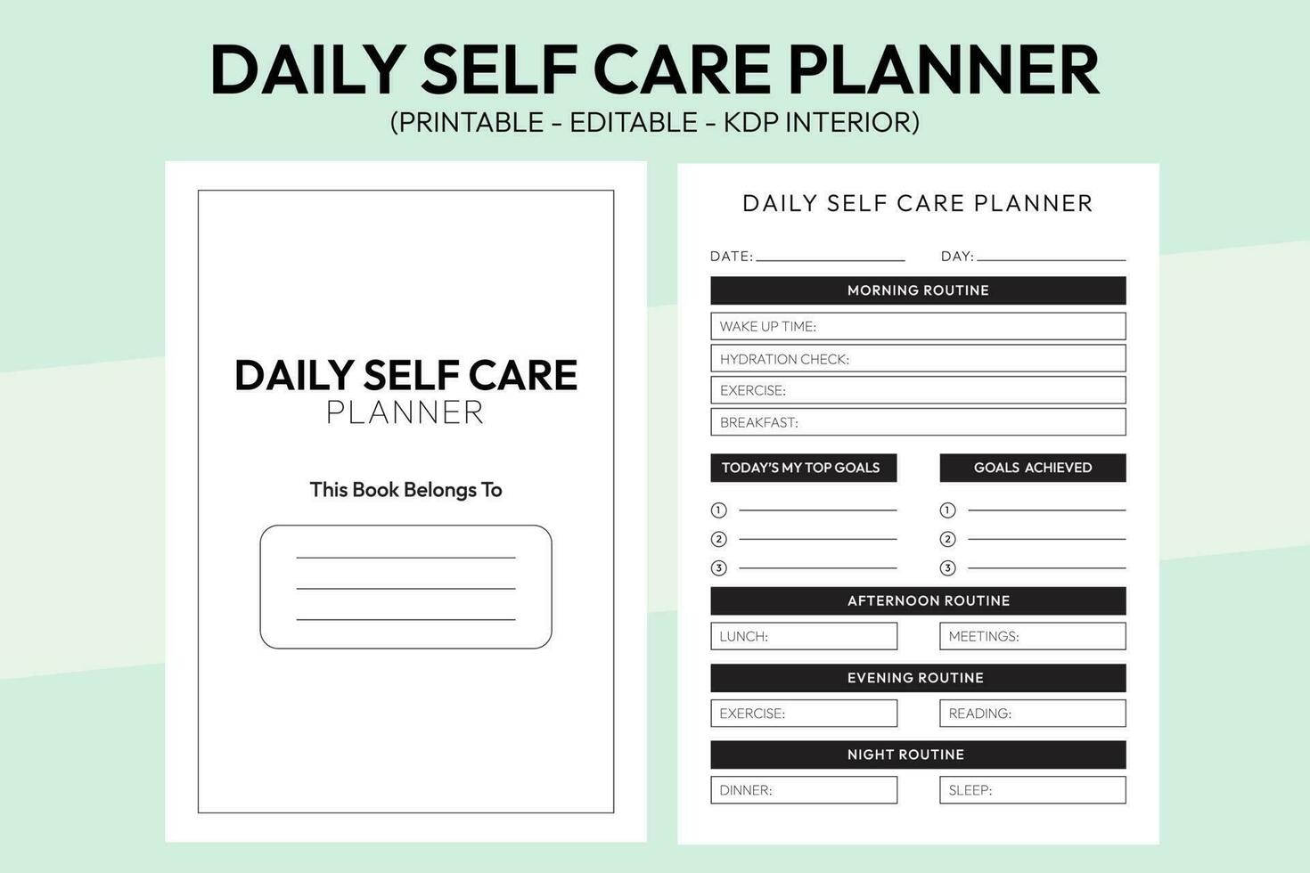 Daily Self Care KDP INTERIOR TEMPLATE vector