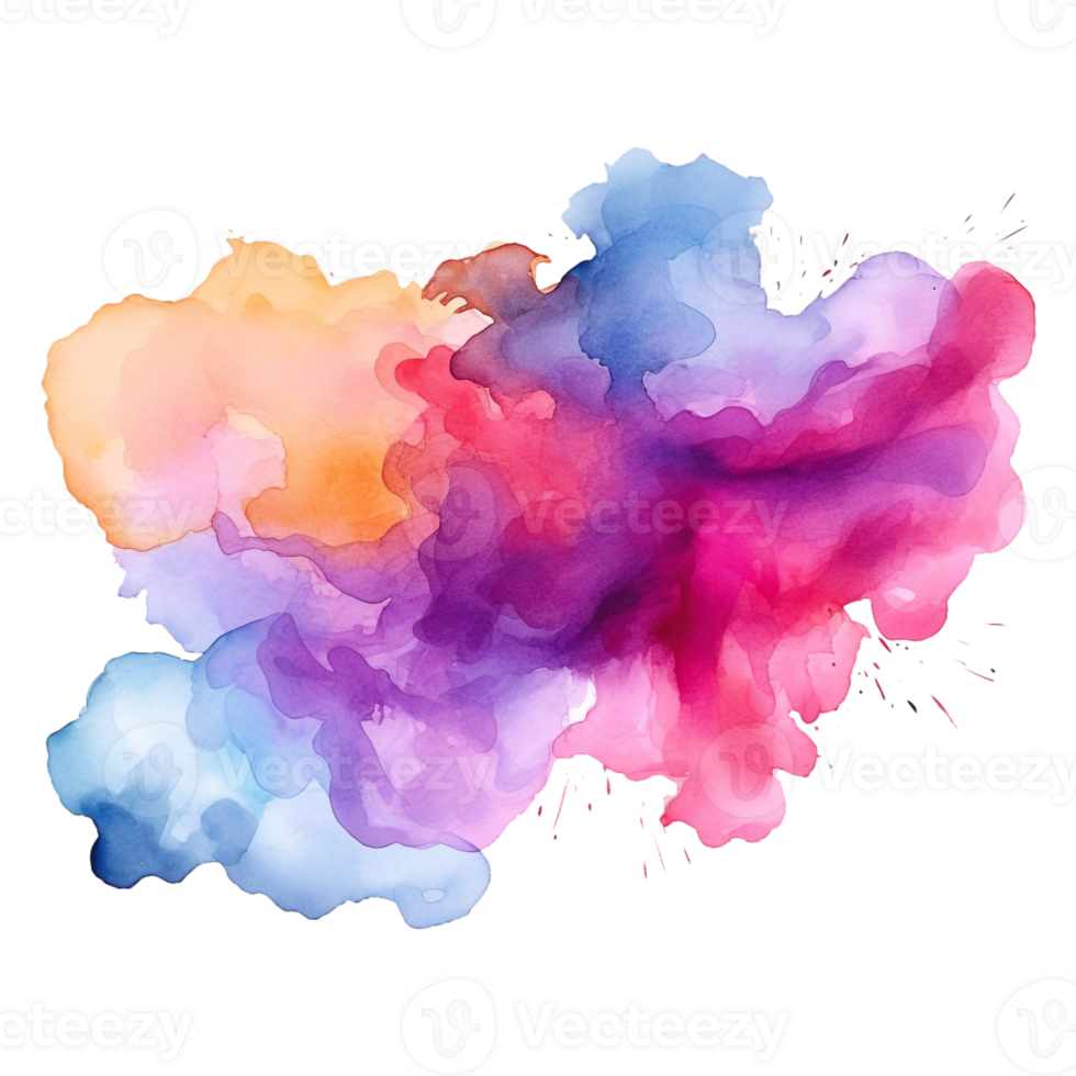 colorful watercolor splashes on a transparent background png