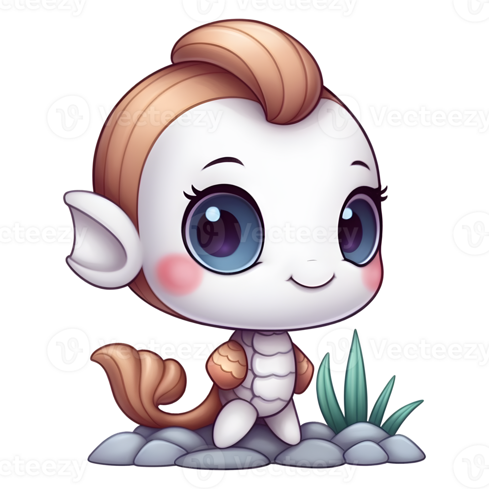 Cute little cartoon girl with snake and cap on transparent background png