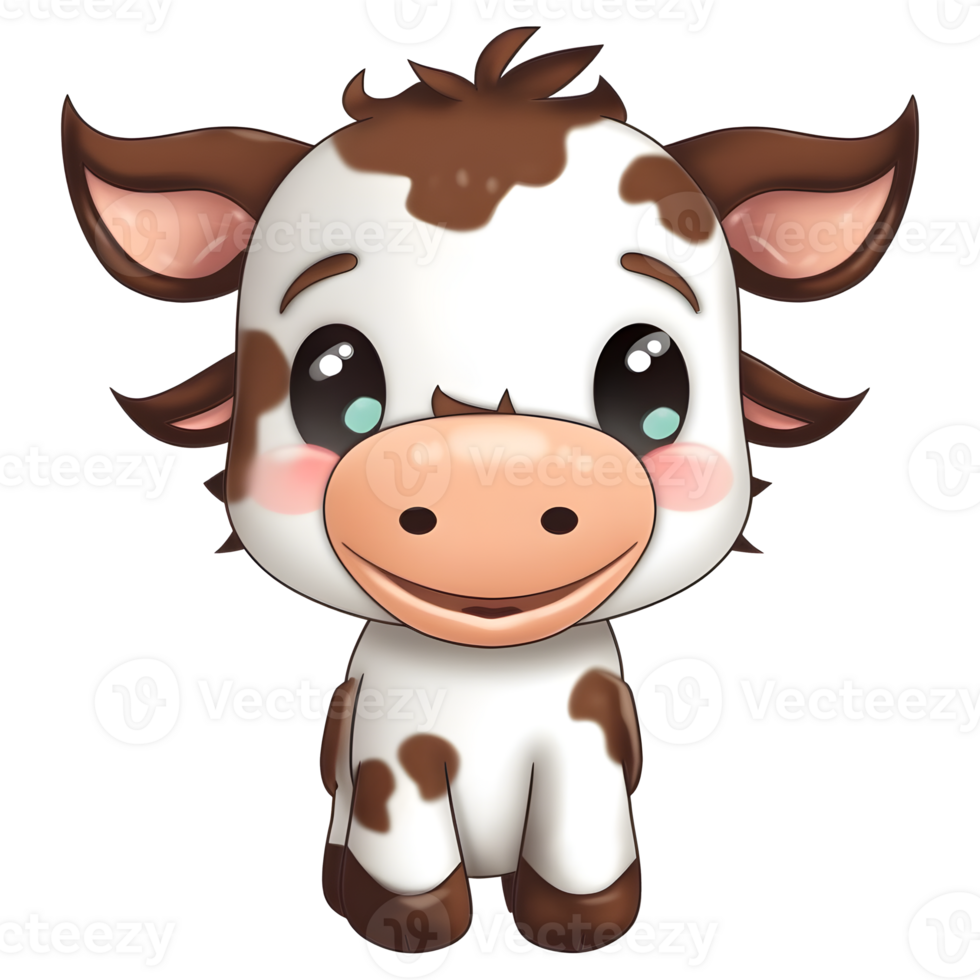 Cute baby cow clipart on transparent background png
