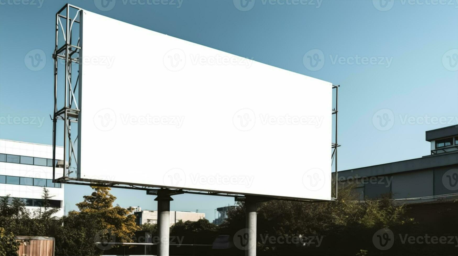 Blank white billboard on city street. Mock up, photo