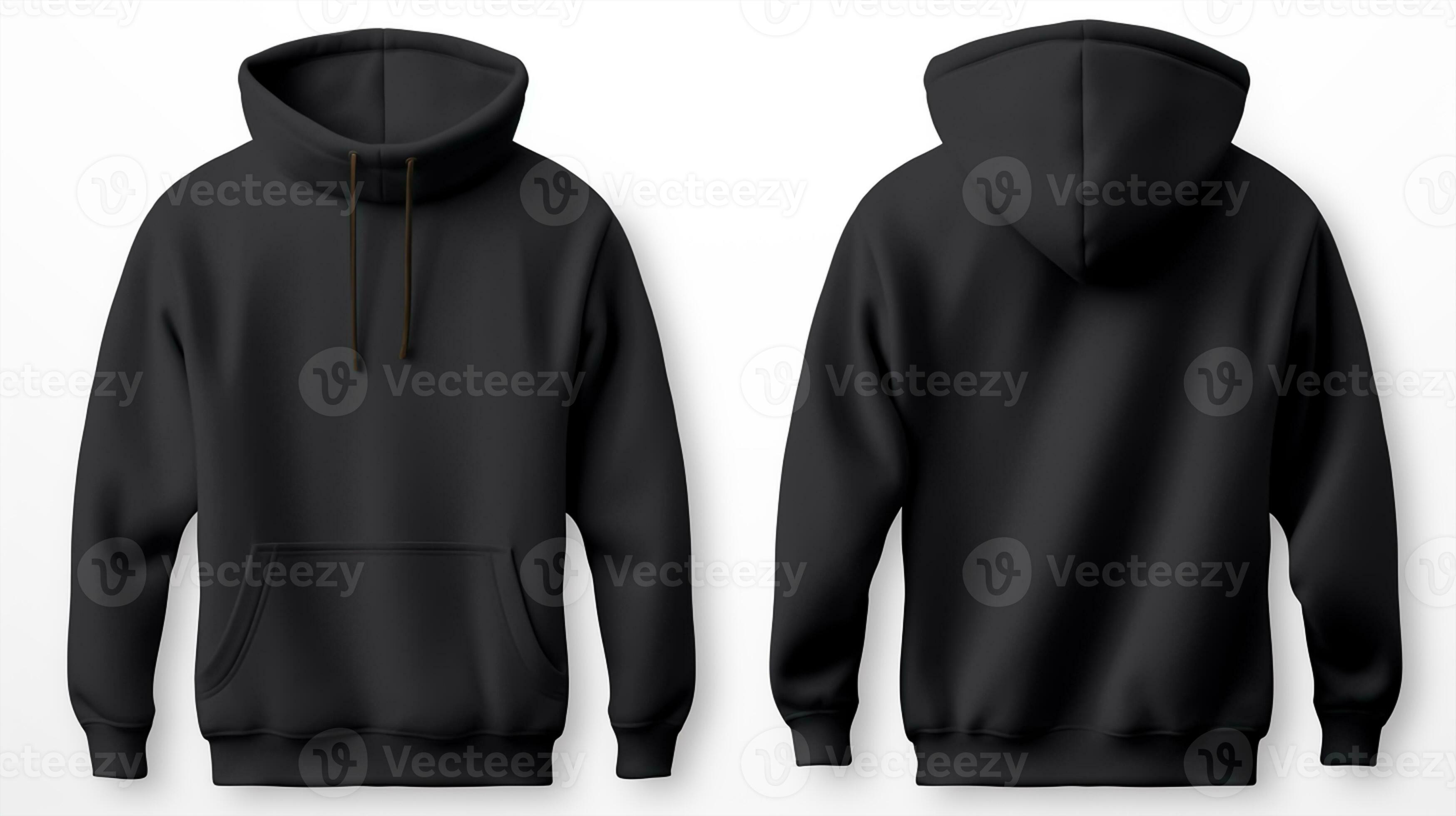 Black T-shirt mockup, front and back view, isolated on black background ...