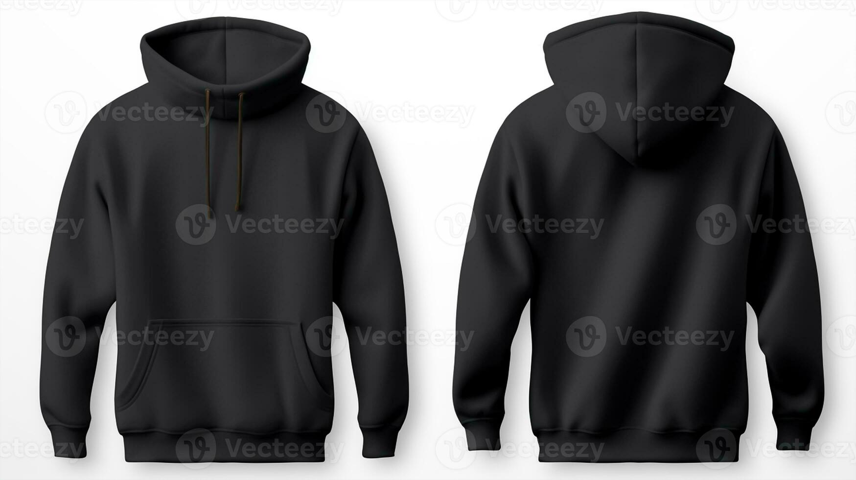 Black T-shirt mockup, front and back view, isolated on black background photo