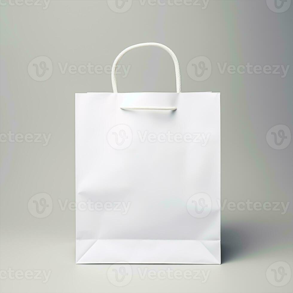 Blank white paper shopping bag mockup photo