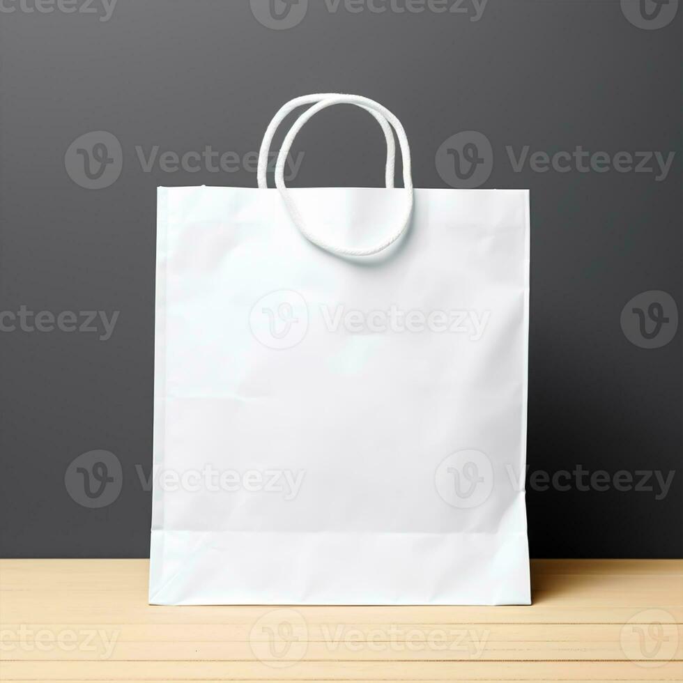 Blank white paper shopping bag mockup photo