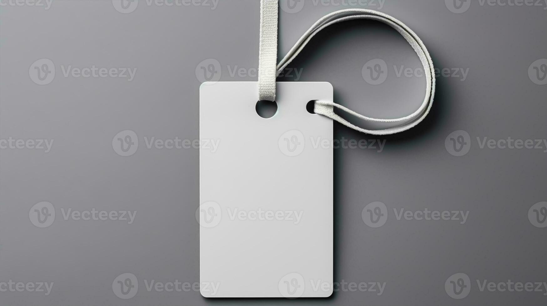 Blank price tag on grey background photo