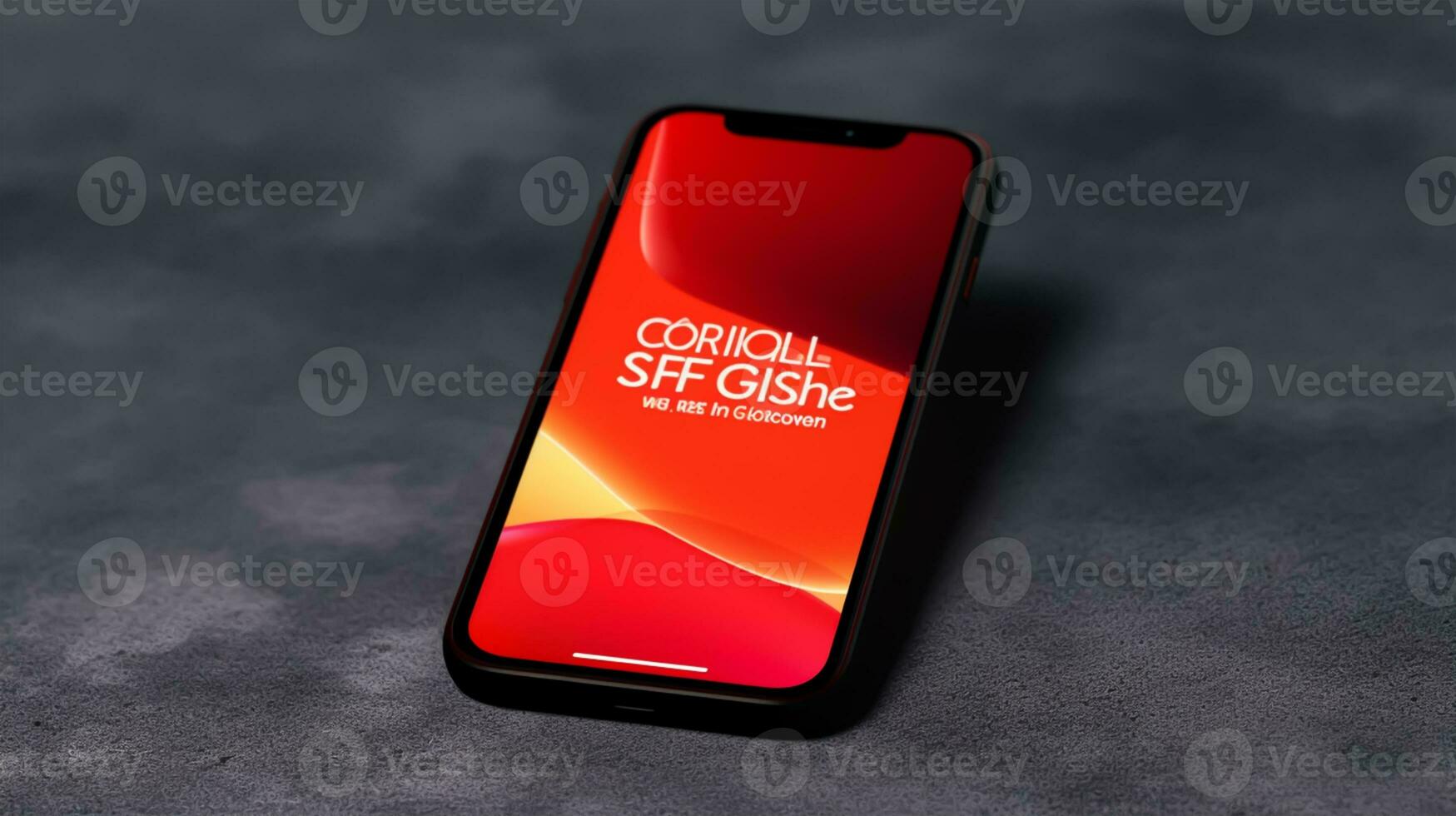 Smartphone mockup with a red screen on a dark background photo