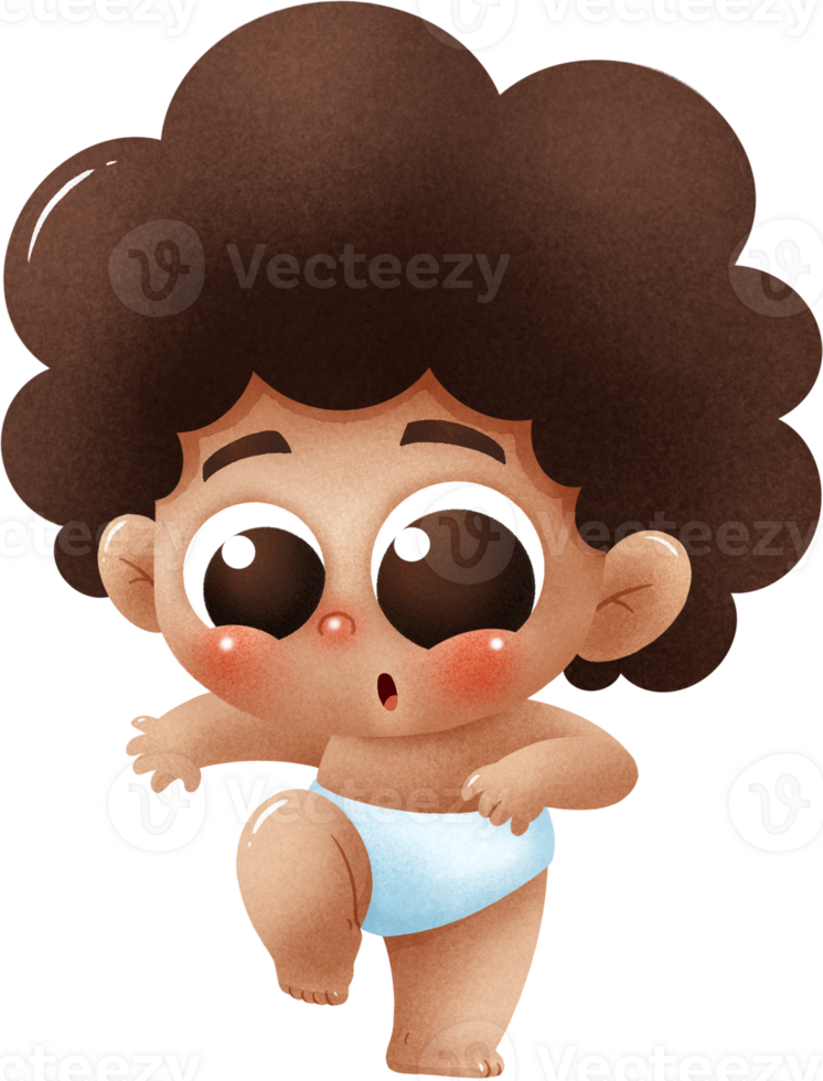 Vector Illustration of Cartoon Baby character. Cute BABY learning walk png