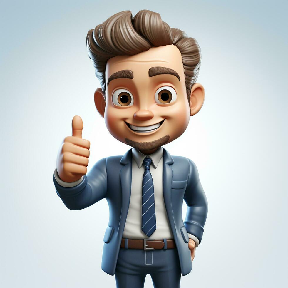a happy 3d business man on transparent white background photo