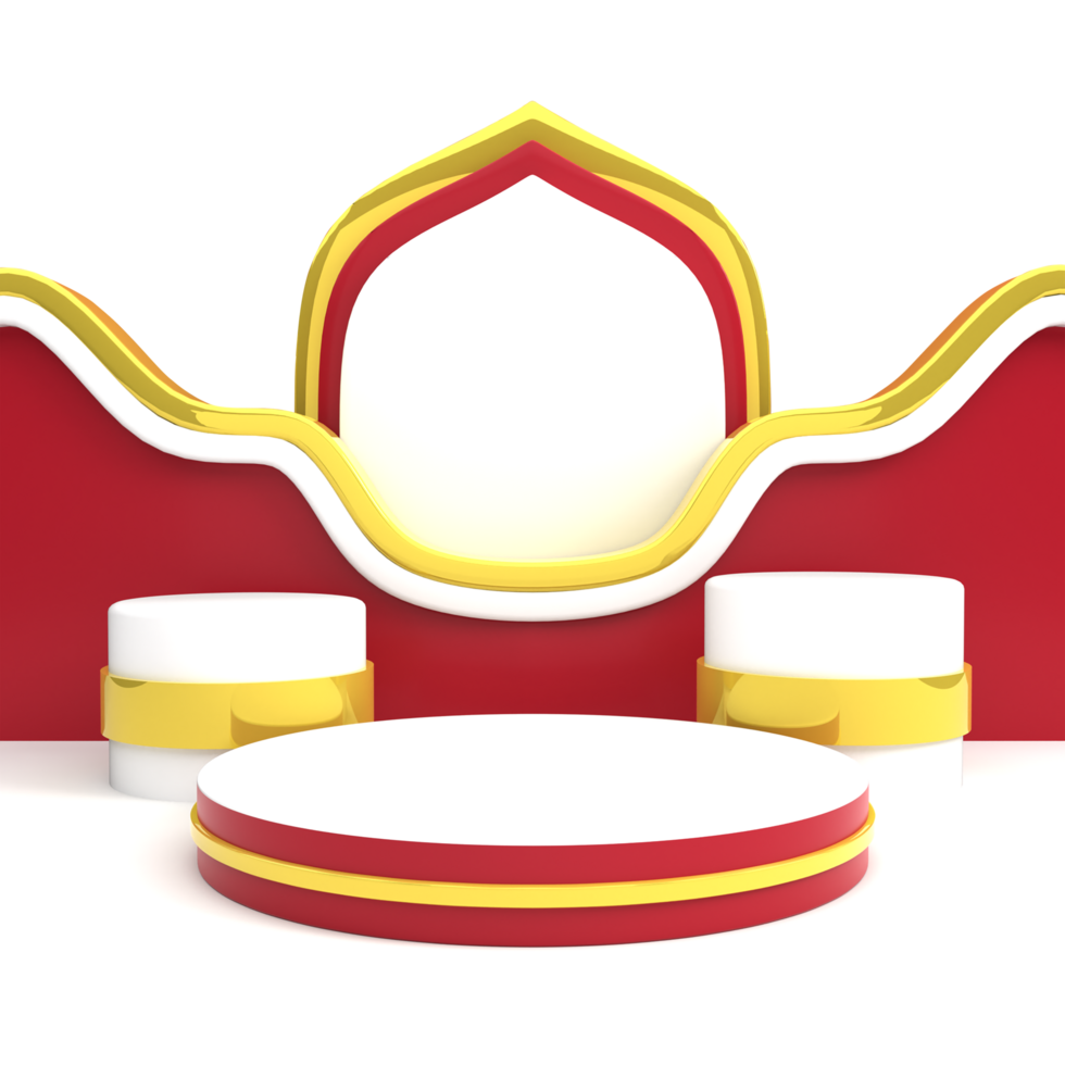 Red and White 3D Podium for Indonesian Independence Day Sale png