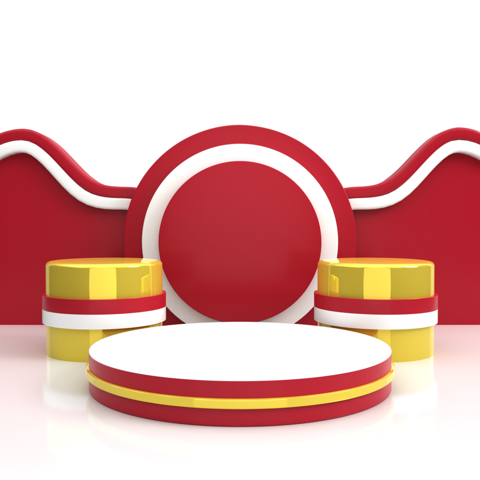 Red and White 3D Podium for Indonesian Independence Day Sale png