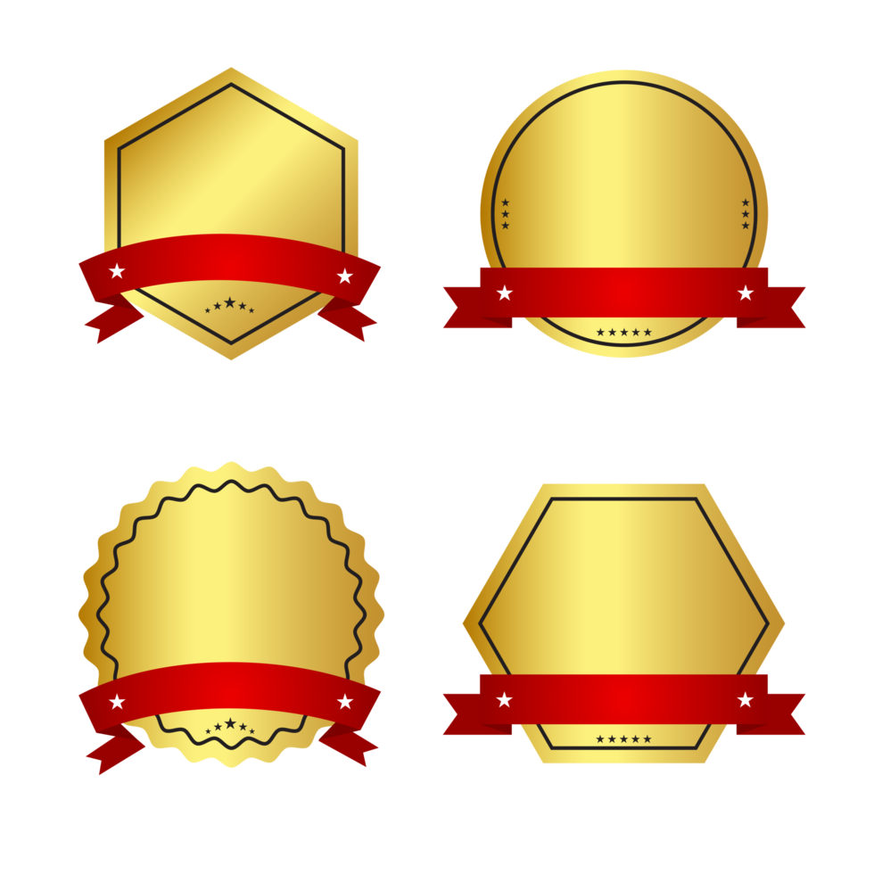 ouro Distintivos com vermelho fita clipart png