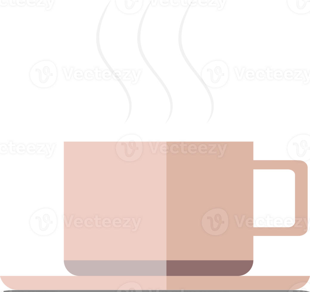 Coffee mug on a pink color flat icon, element, png