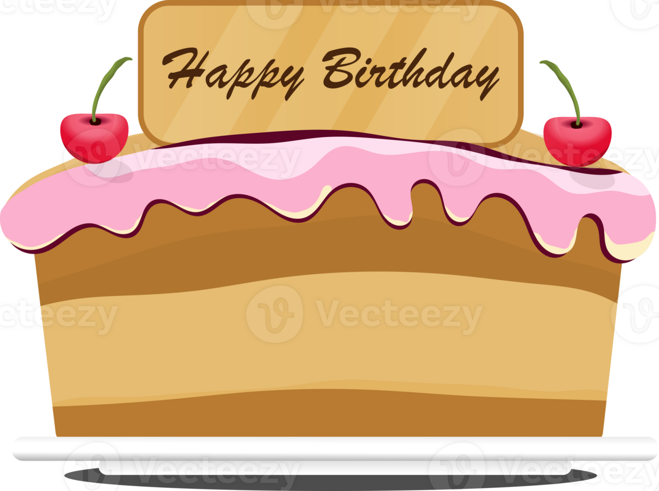 Chocolate cake with cherry fruit for a birthday, png, element, icon png