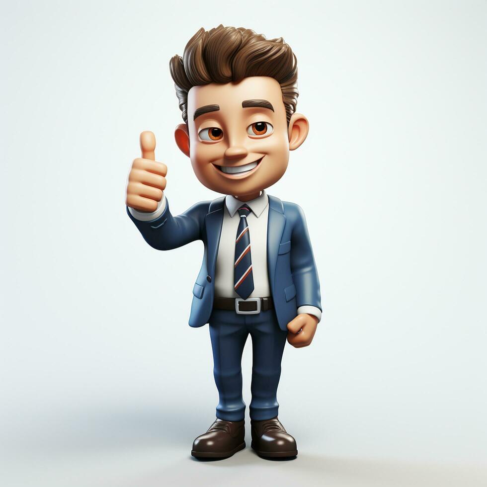 a happy 3d business man on transparent white background photo