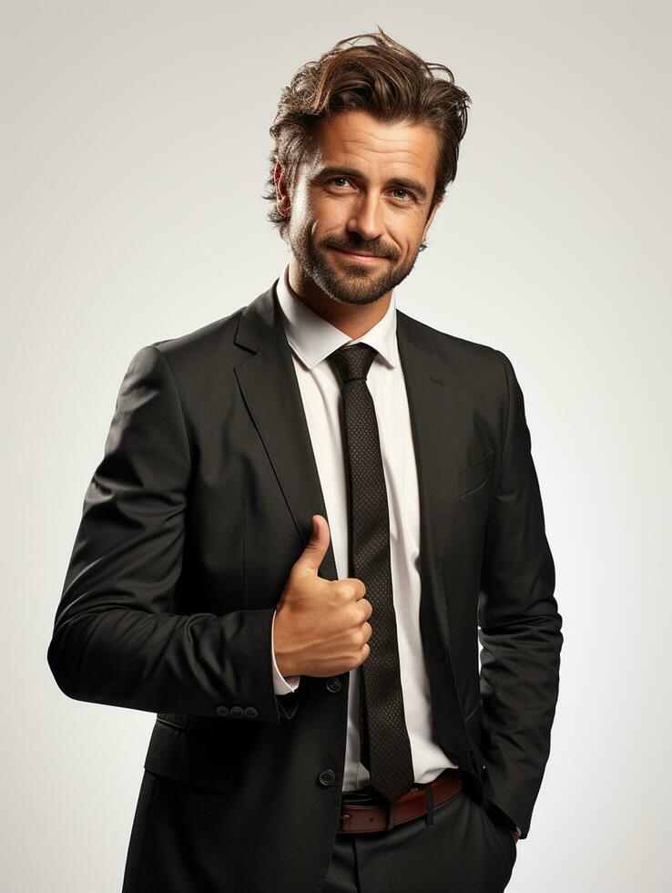 a happy business man on transparent white background realistic image, ultra hd, high design very detailed photo