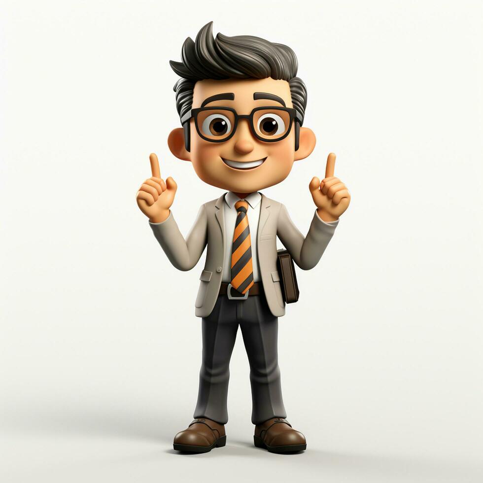 a happy 3d business man on transparent white background photo