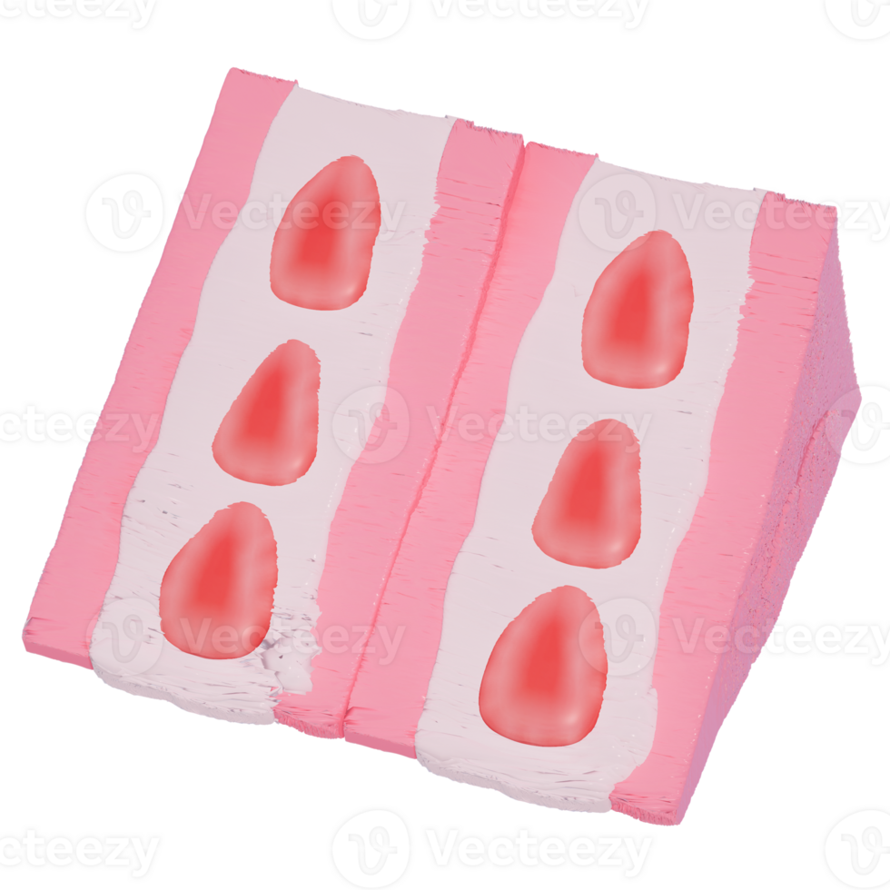 Strawberry slice sandwich 3D Illustration Icon Pro PNG