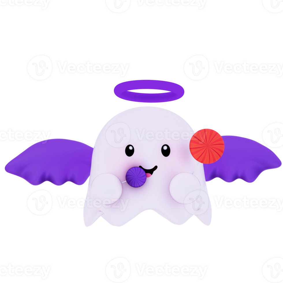3D Cute ghost halloween illustration png pro