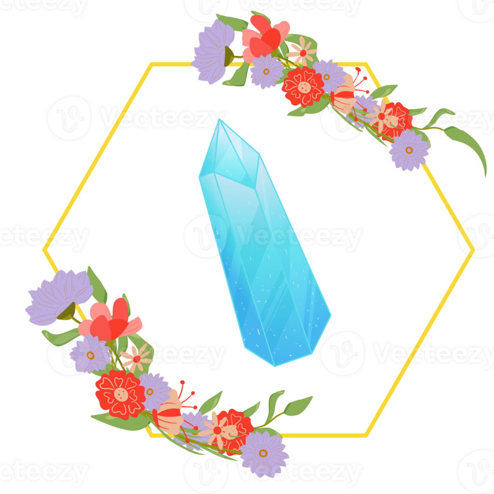 Crystal. Curative Transparent Healing Quartz. Gradient Clear Bright Gem with Frame. Magic Stone png