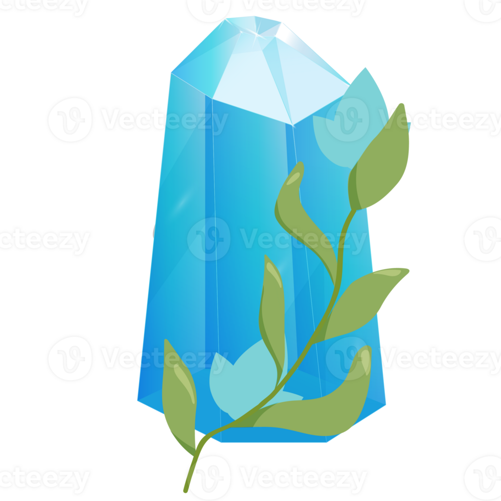 Crystal. Curative Transparent Healing Quartz. Gradient Clear Bright Gem with Flower. Floral Magic Stone png