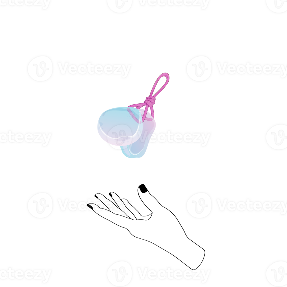 Celestial Mystical Line Hands with Blue Gradient Quartz Crystal. Esoteric Symbols png