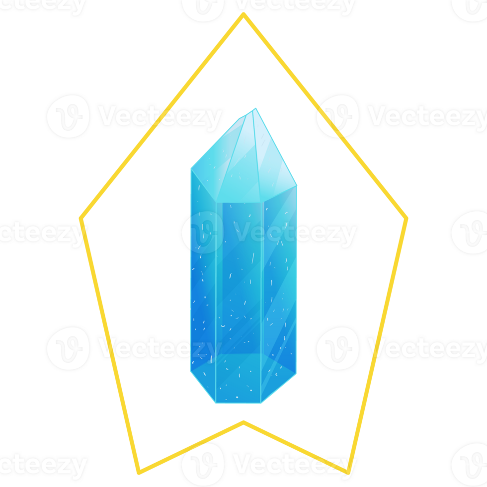 Crystal. Curative Transparent Healing Quartz. Gradient Clear Bright Gem with Frame. Magic Stone png