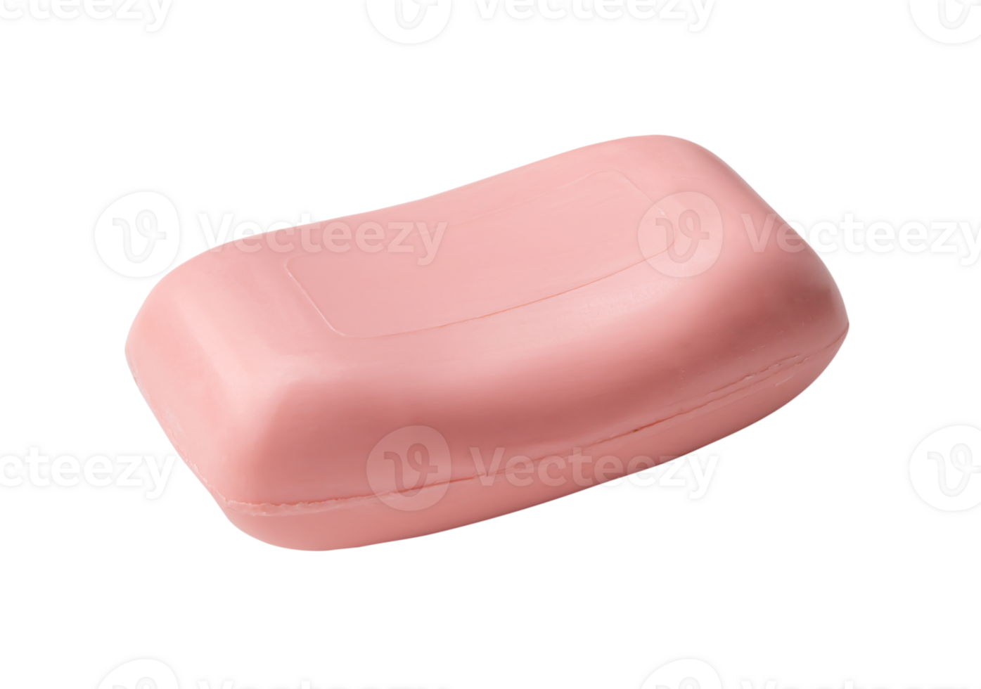 Single dry pink soap bar isolated with clipping path in png file format