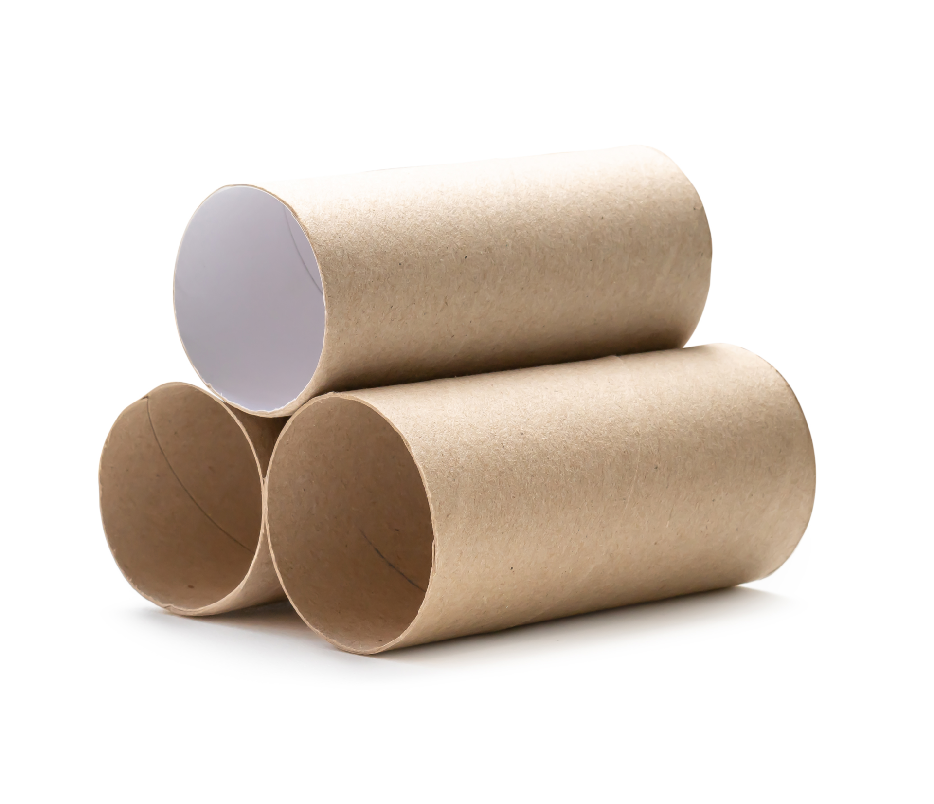 Short tissue paper cores in stack isolated with clipping path and