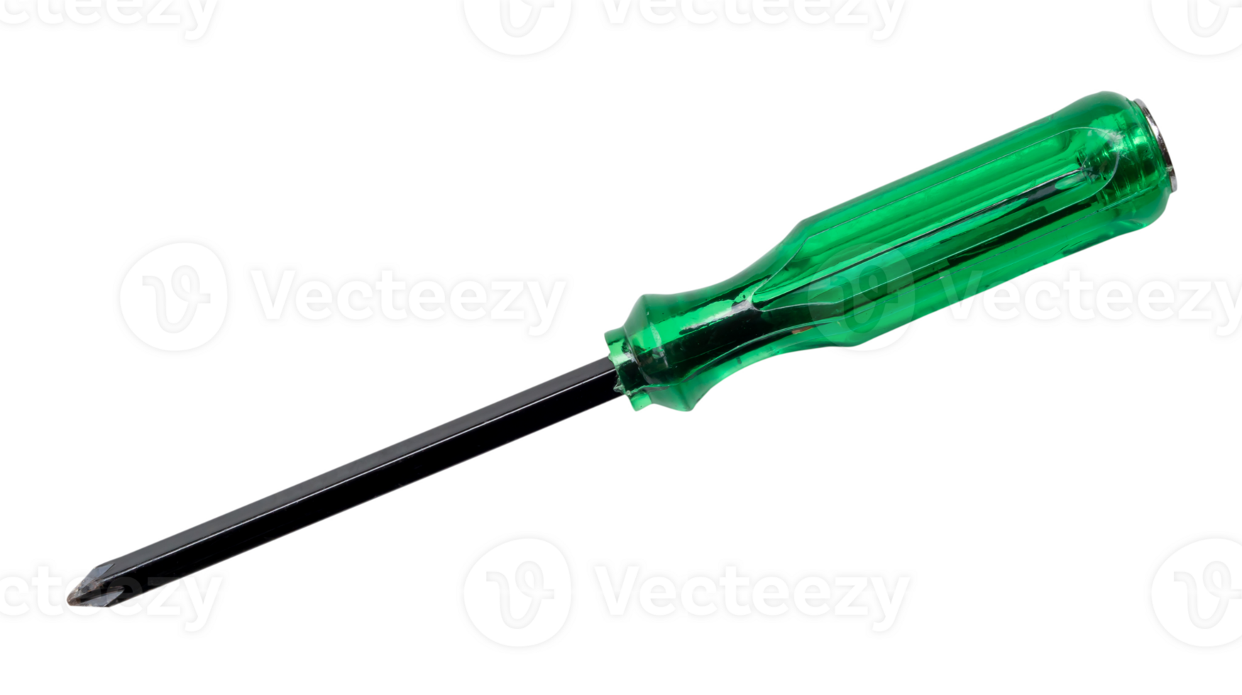 Black screwdriver with green handle isolated with clipping path in png