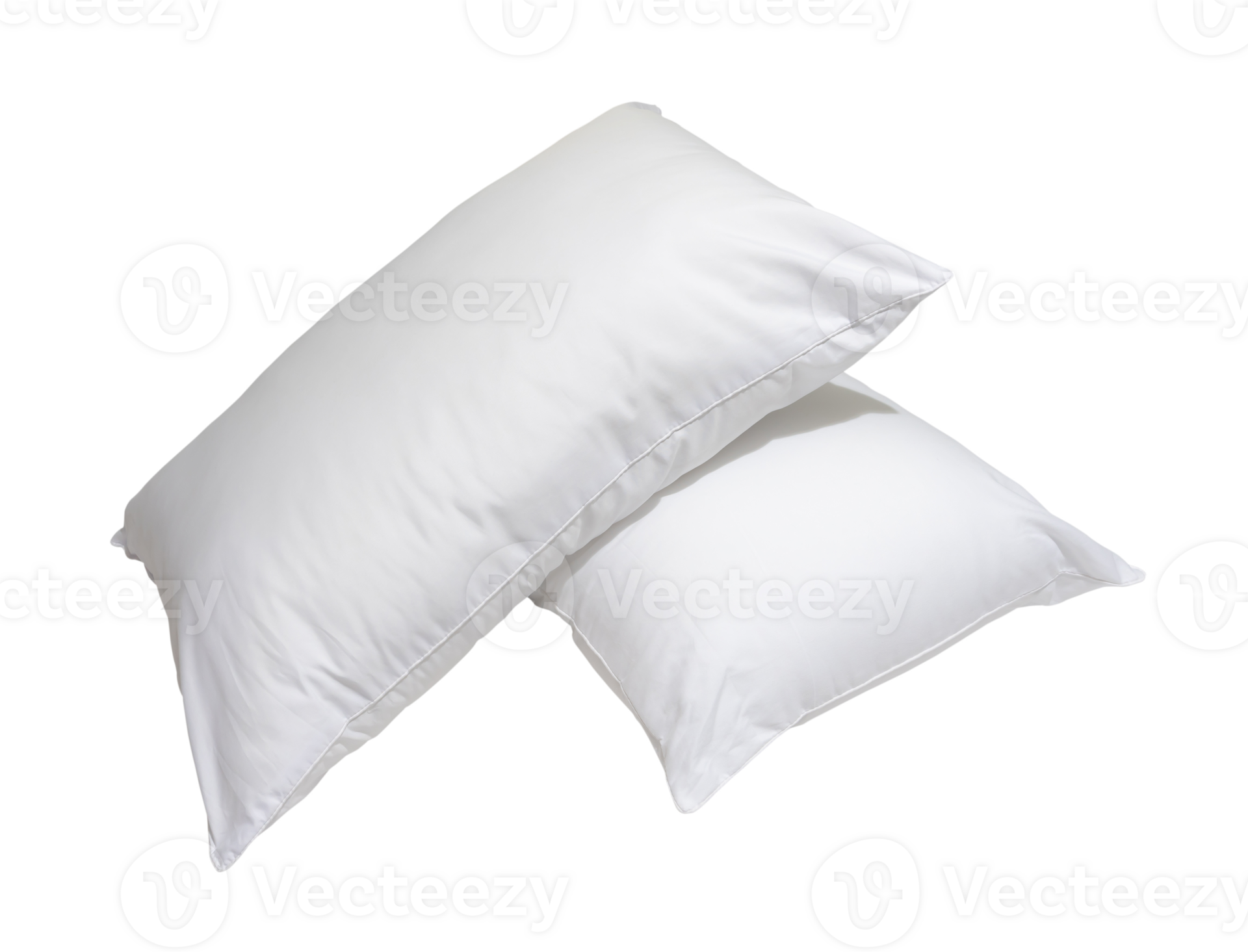 White pillows in stack in hotel or resort room isolated with clipping