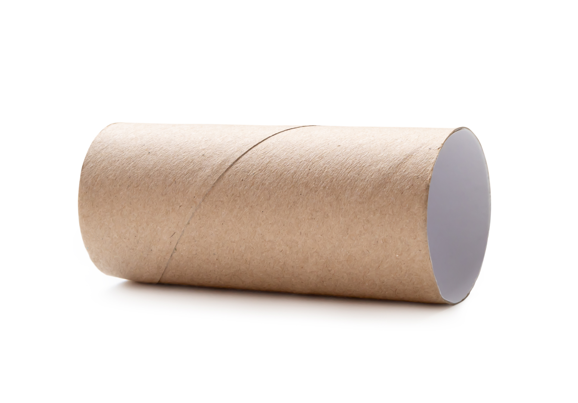 single lying tissue paper roll core isolated with clipping path and
