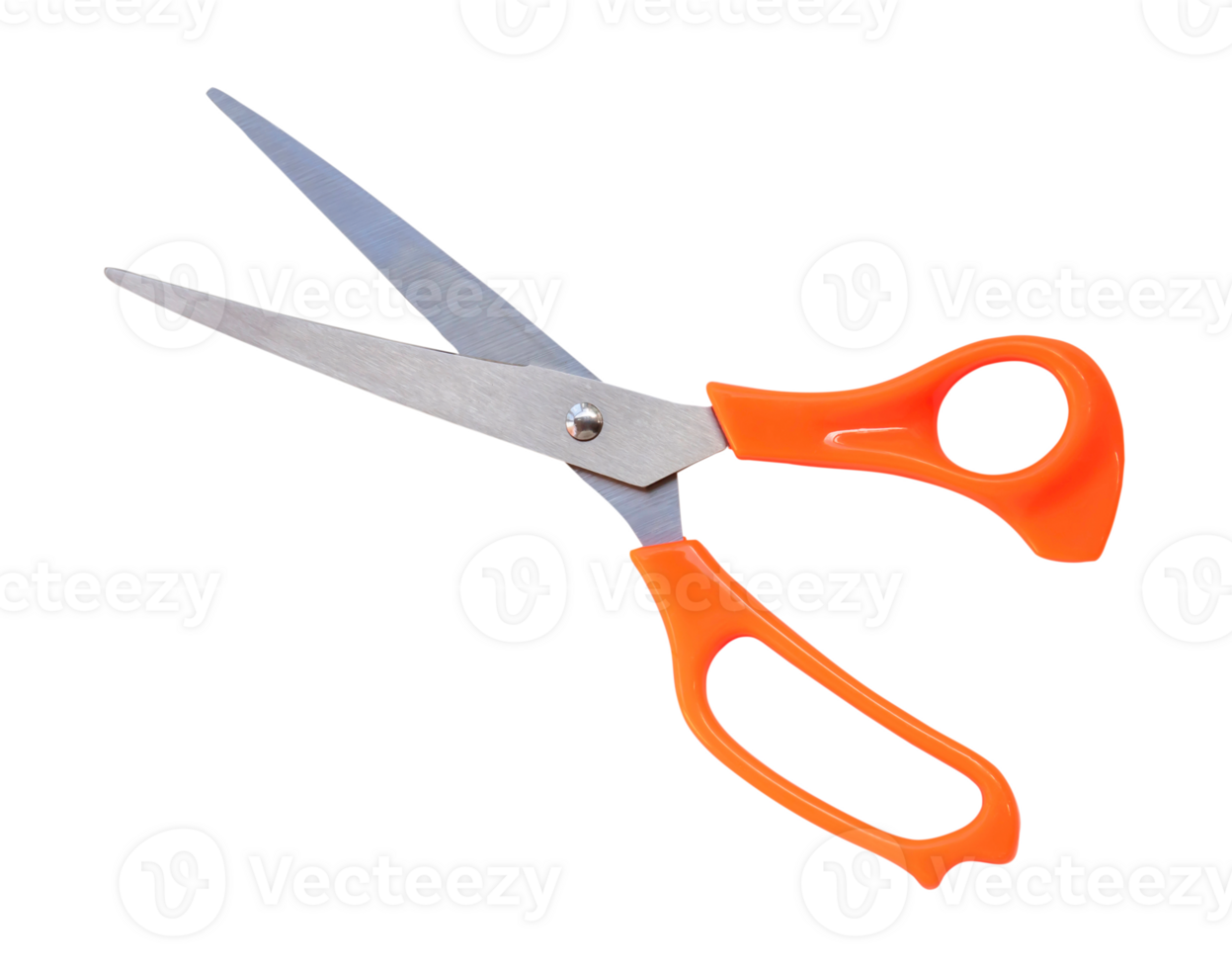 Multipurpose scissors with orange handle isolated with clipping path in png file format