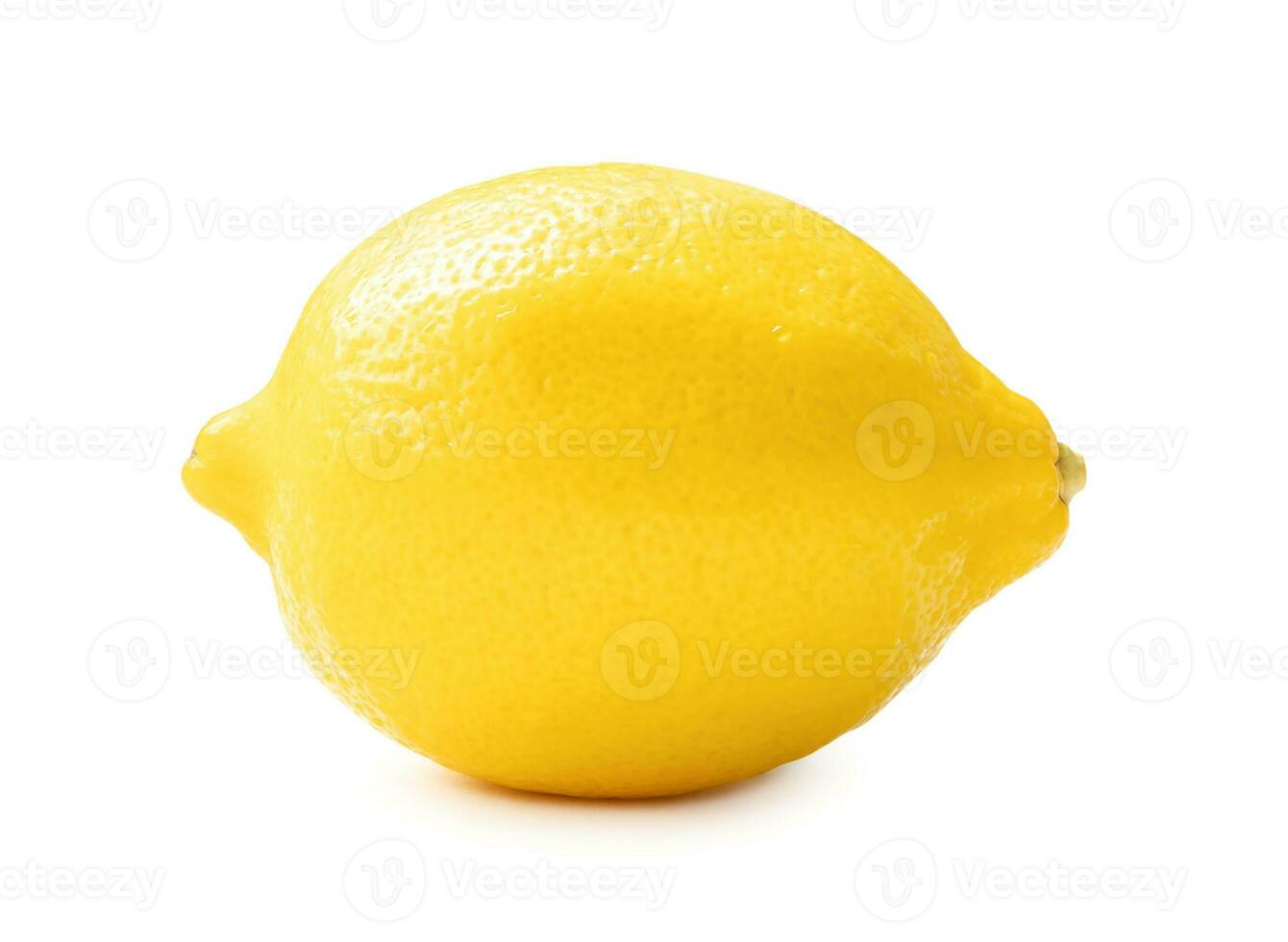 Single whole fresh beautiful yellow lemons isolated on white background with clipping path. photo