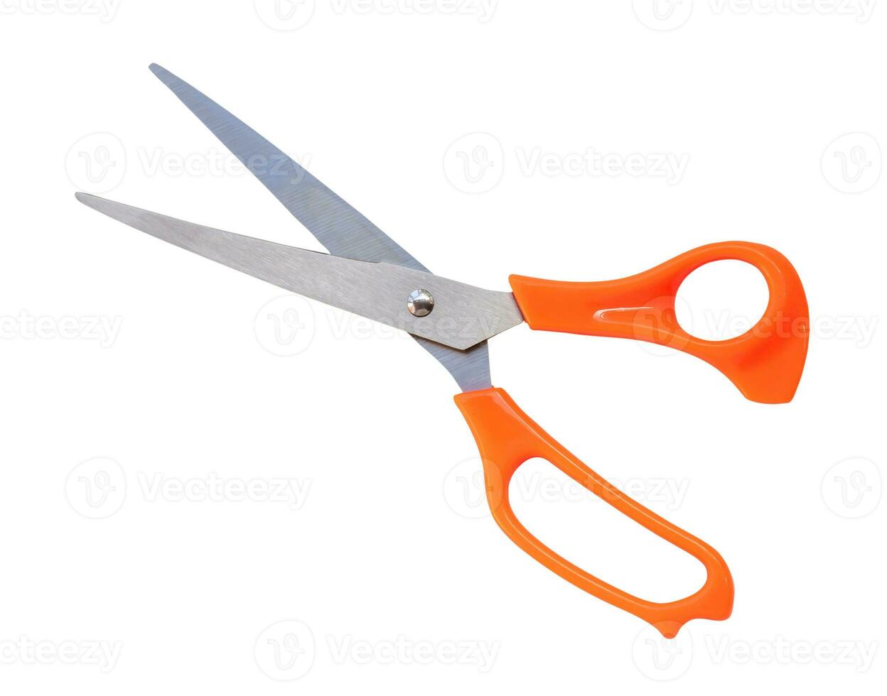 Multipurpose scissors with orange handle isolated on white background with clipping path. photo