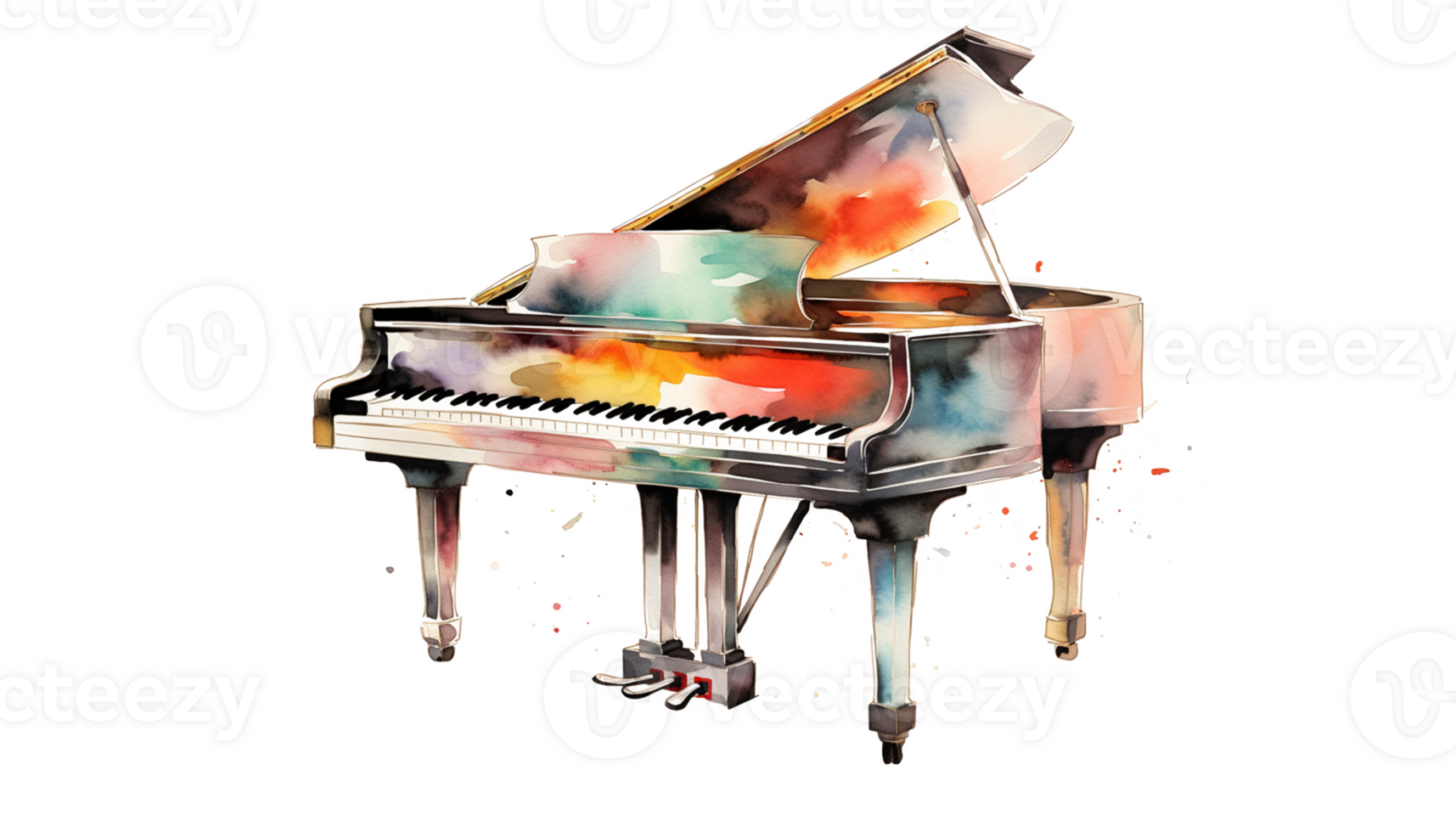 Aquarell von Musical Instrumente ai generativ png