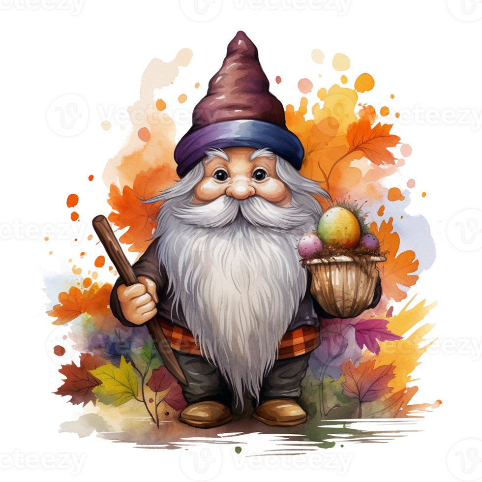 Autumn Gnome Watercolor Illustration png