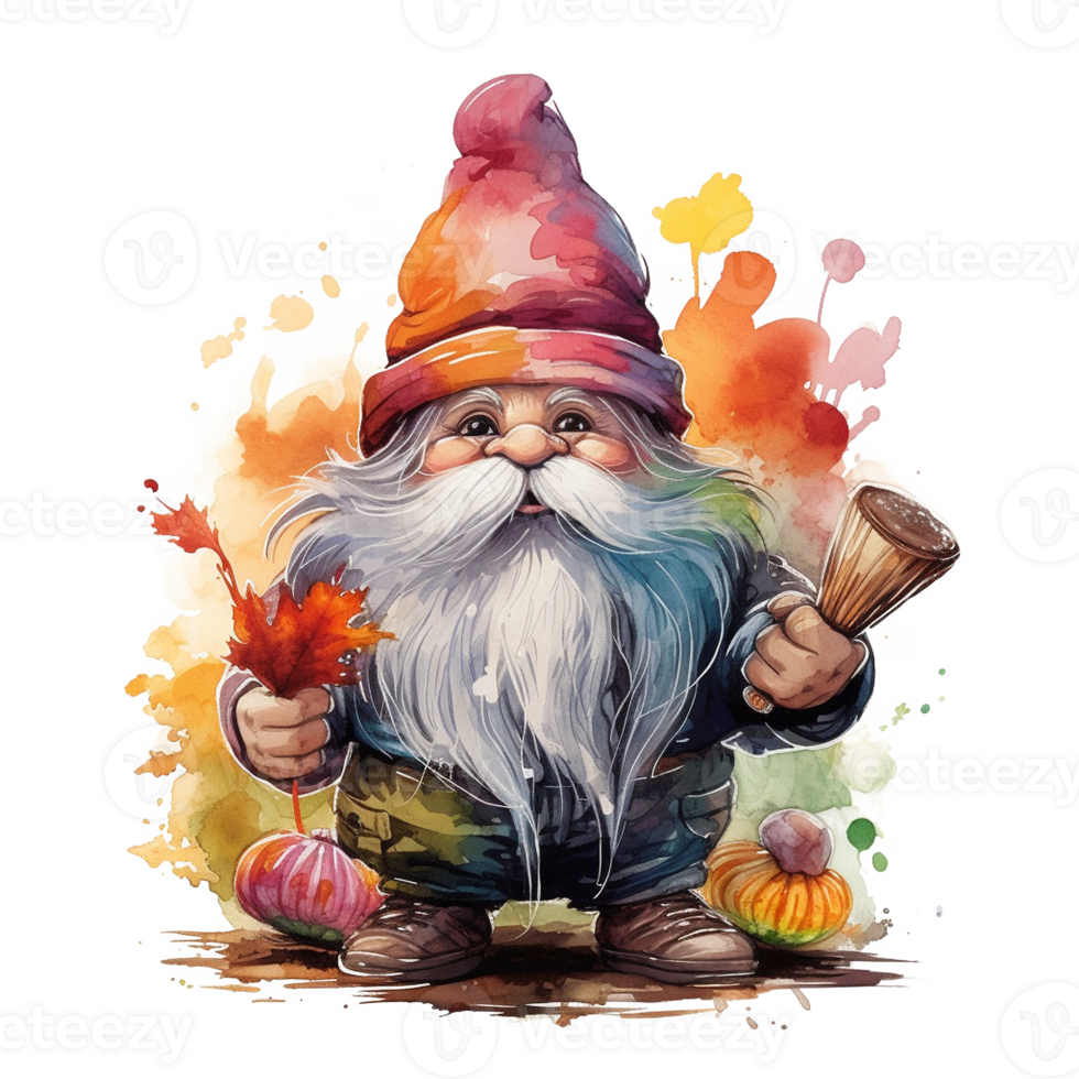 Autumn Gnome Watercolor Illustration png