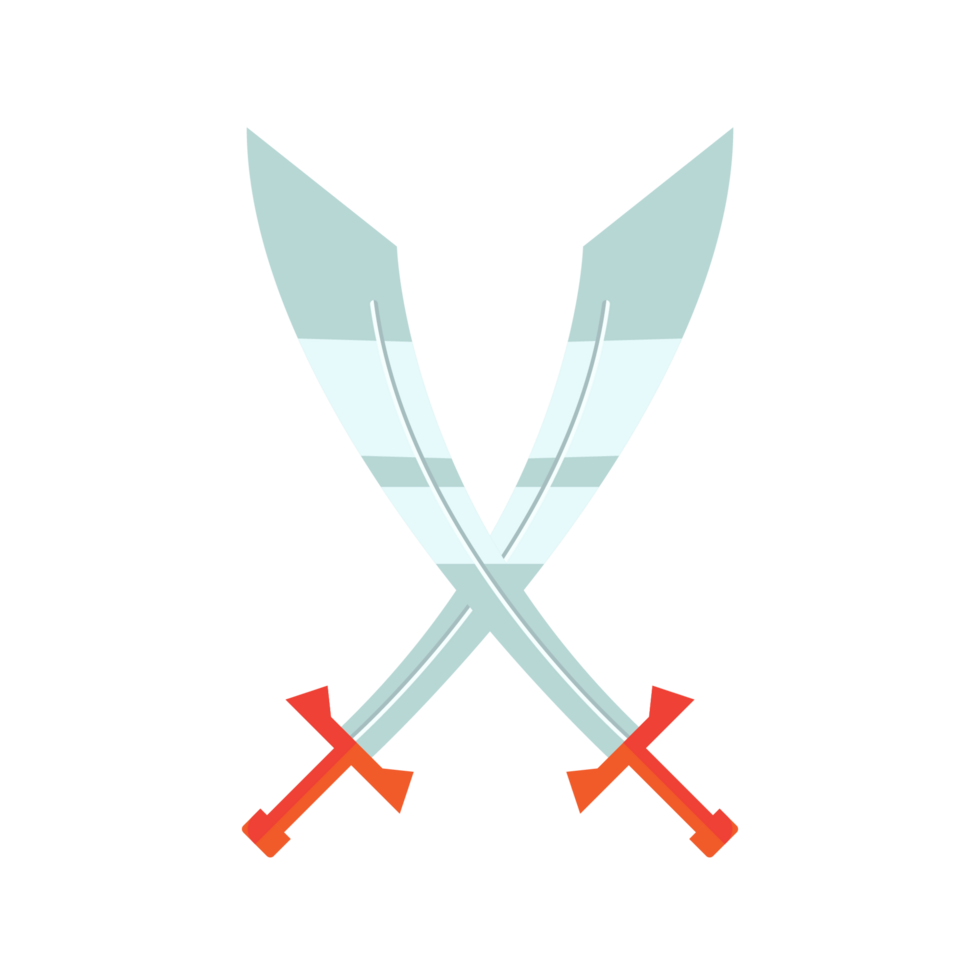 Cartoon game sword on transparent background. Crossed Knight Sword Ancient Weapon Cartoon Design png