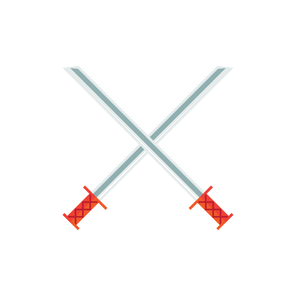 Cartoon game sword on transparent background. Crossed Knight Sword Ancient Weapon Cartoon Design png
