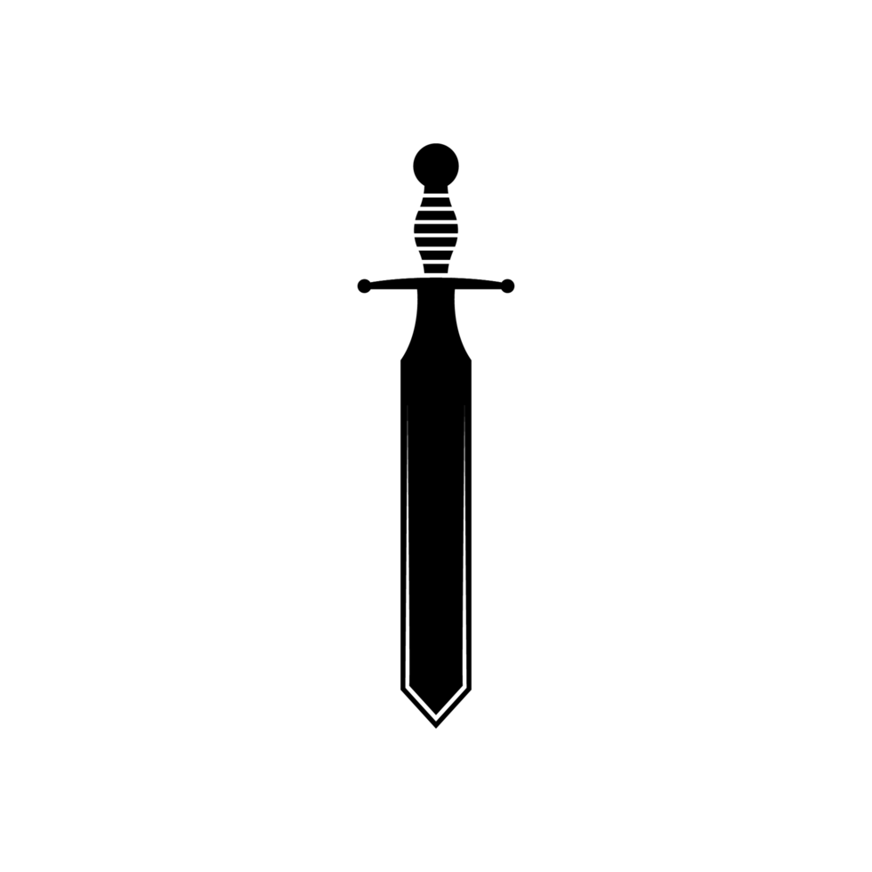 Black Sword on transparent background. Crossed Knight Sword Ancient Weapon Cartoon Design png