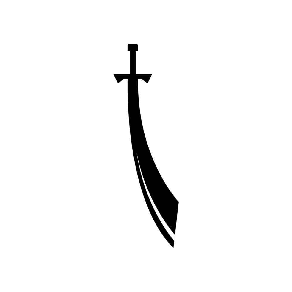 Black Sword on transparent background. Crossed Knight Sword Ancient Weapon Cartoon Design png
