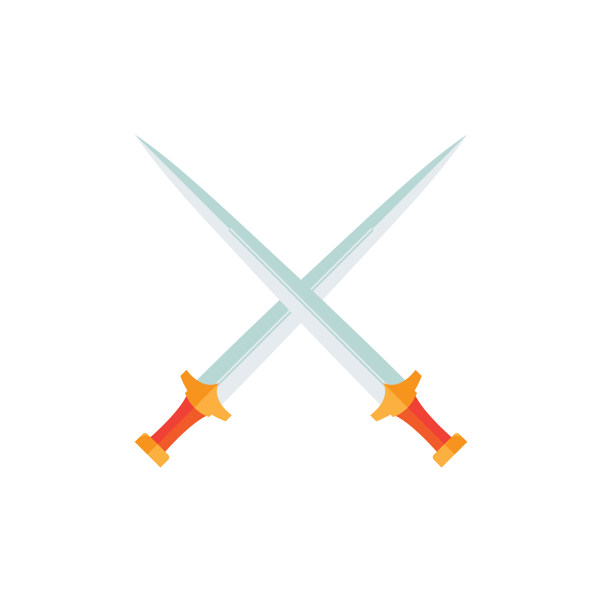 Two crossed lances in orange and white design Vector Image