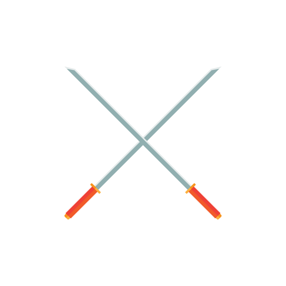 Cartoon game sword on transparent background. Crossed Knight Sword Ancient Weapon Cartoon Design png