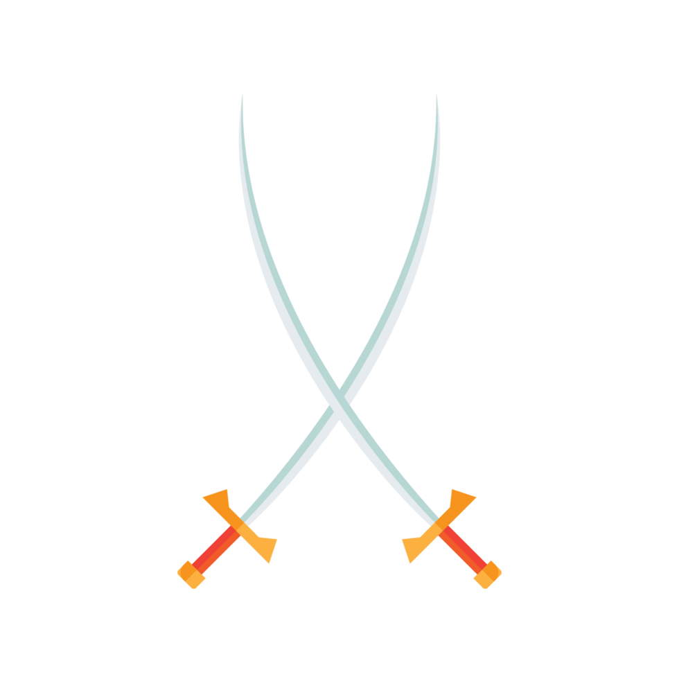 Cartoon game sword on transparent background. Crossed Knight Sword Ancient Weapon Cartoon Design png