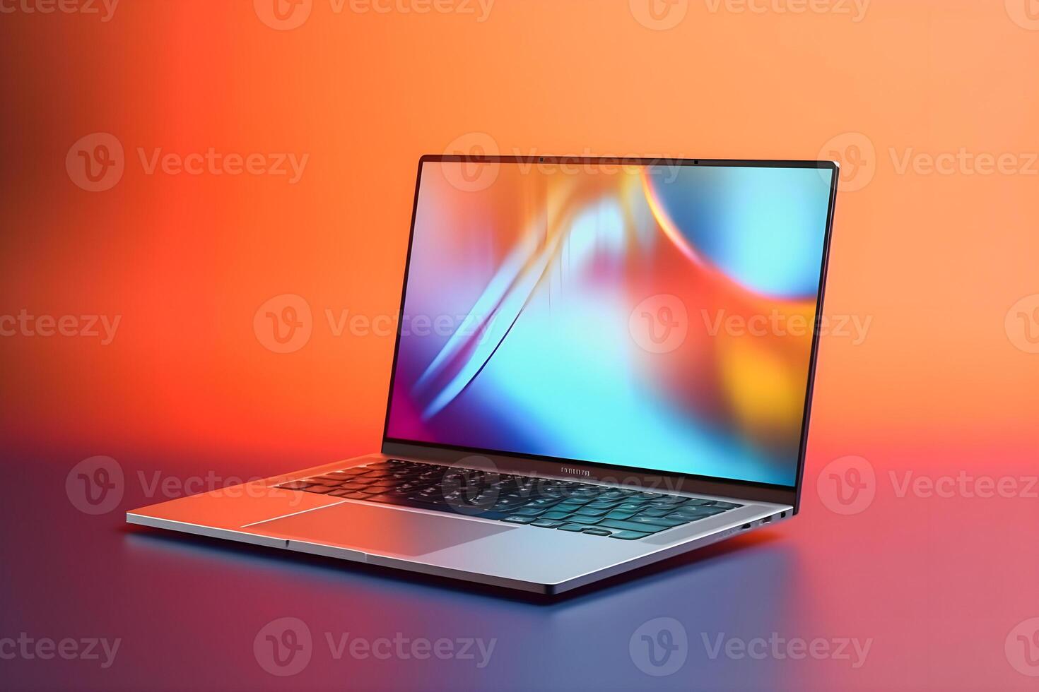 Sleek Laptop Mockup Trendy Background, High Quality and Realistic, Perfect for Marketing photo