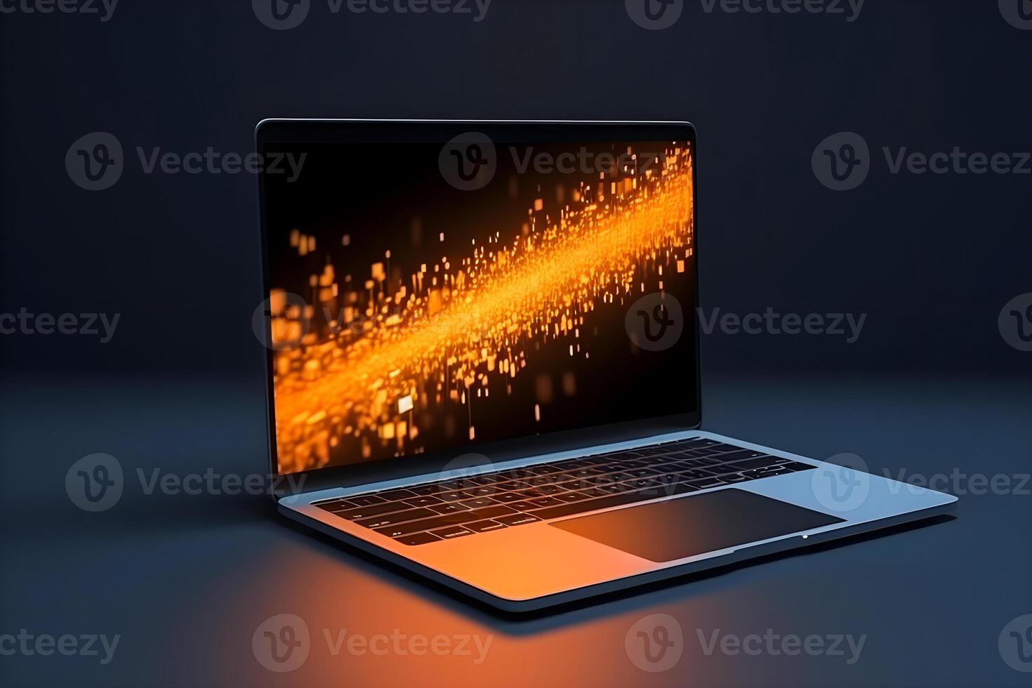 Sleek Laptop Mockup Trendy Background, High Quality and Realistic, Perfect for Marketing photo