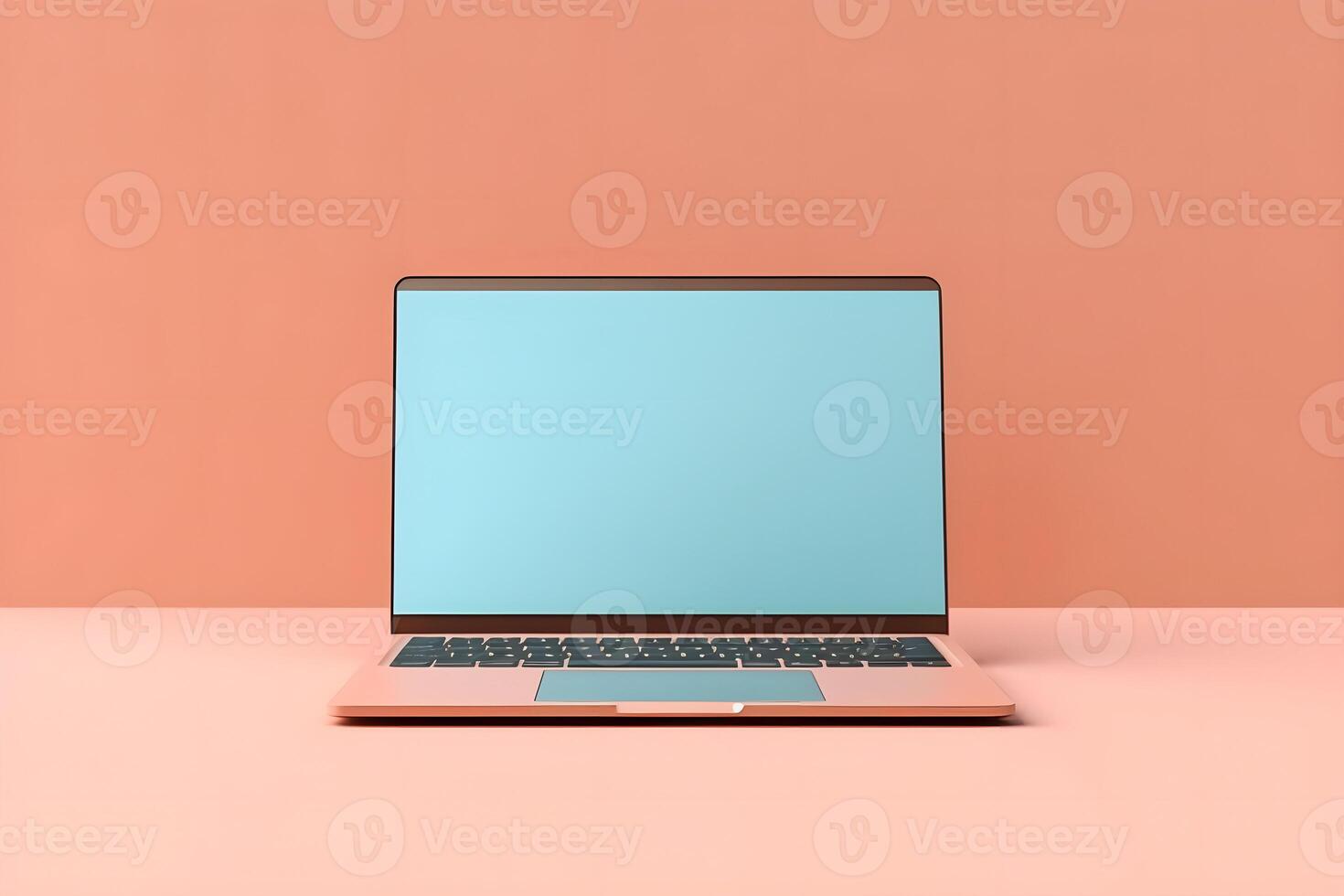 Sleek Laptop Mockup Trendy Background, High Quality and Realistic, Perfect for Marketing photo