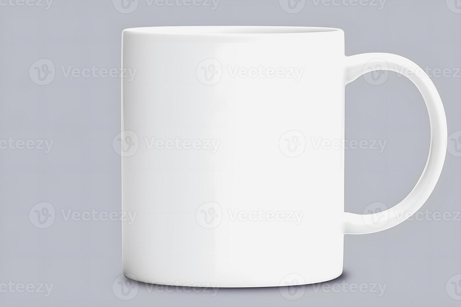 Minimalist White Mug Mockup Clean Desk with Clear Background photo